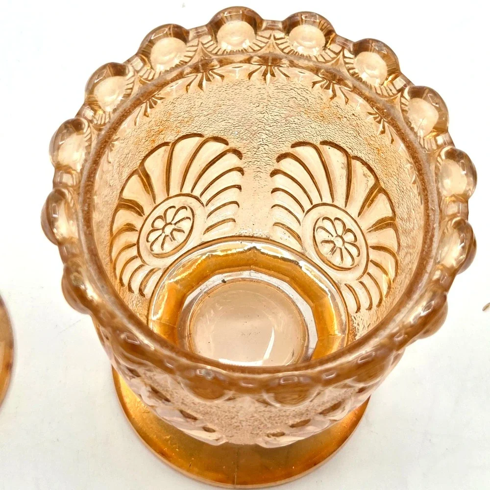 Westmoreland Marigold Carnival Glass Shell &Jewel Sugar‎ Bowl with Lid c1890